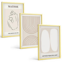 BILDER SET 3er Set - 40x60 cm Goldrahmen - Stilvolle minimalistische Linien - Goldfarben, Kunststoff (40/60cm) - TULUP