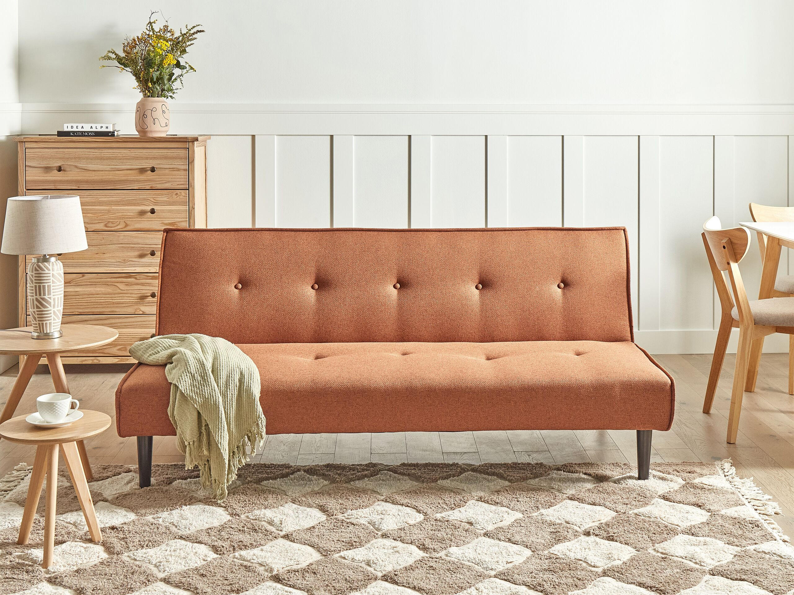 3-SITZER-SCHLAFSOFA goldbraun/schwarz Visby - Schwarz/Braun, Textil (180/80/92cm) - Beliani