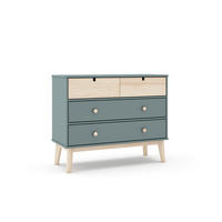 KOMMODE mit 2 kleinen Schubladen und 2 großen Schubladen, L100 cm 40/100/81 cm - Grün, Holz (40/81/100cm) - Calicosy