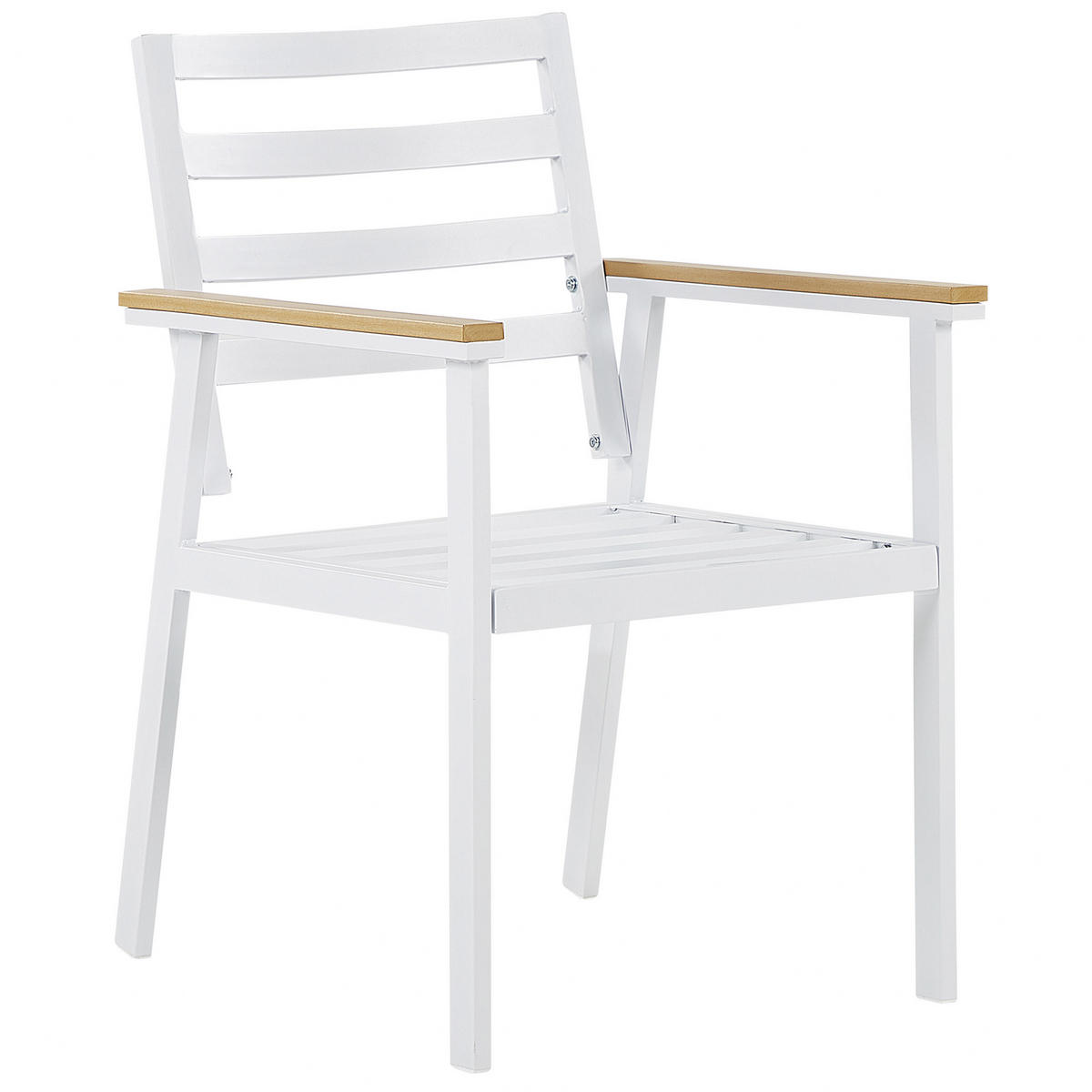 GARTENMÖBEL SET 4-Sitzer Aluminium weiß Auflagen beige Cavoli - Hellbraun/Beige, Metall - Beliani