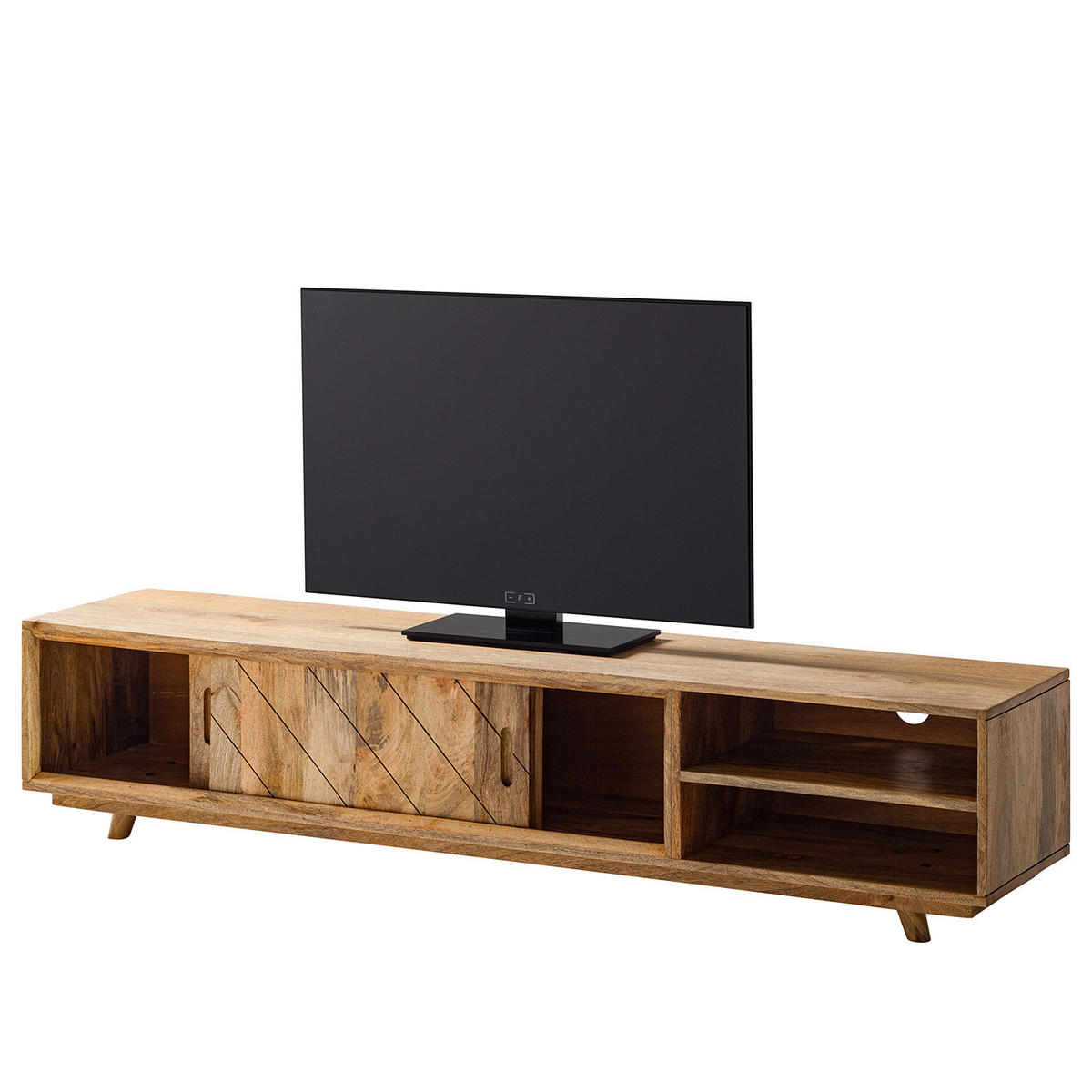 TV-LOWBOARD - Mango massiv / Wiener Geflecht - Naturfarben, Holz (180/41/40cm) - home24