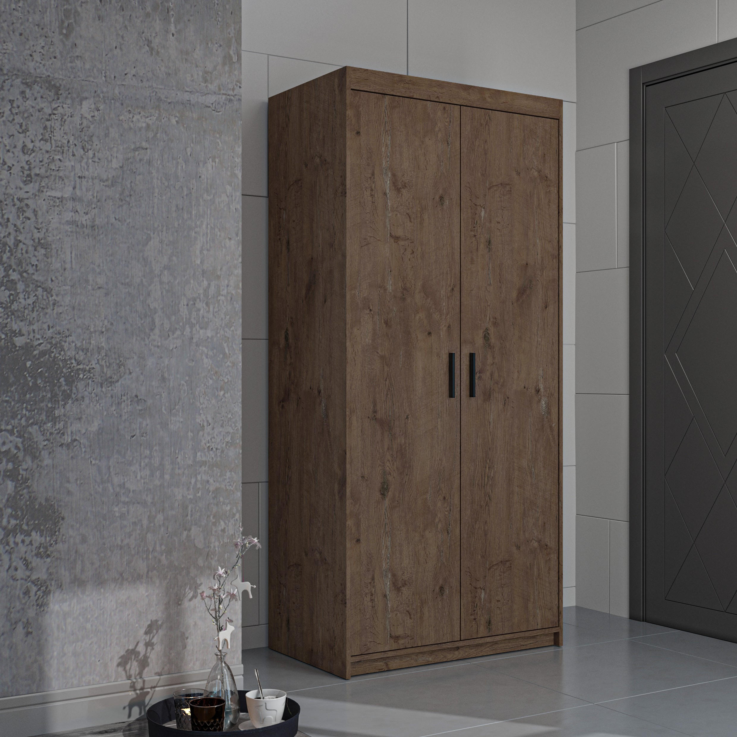 DREHTÜRENSCHRANK ELENORA 89,7/190,5/53cm 2-türig Braun - Braun, Holzwerkstoff (89.7/190.5/53cm) - MASSENO