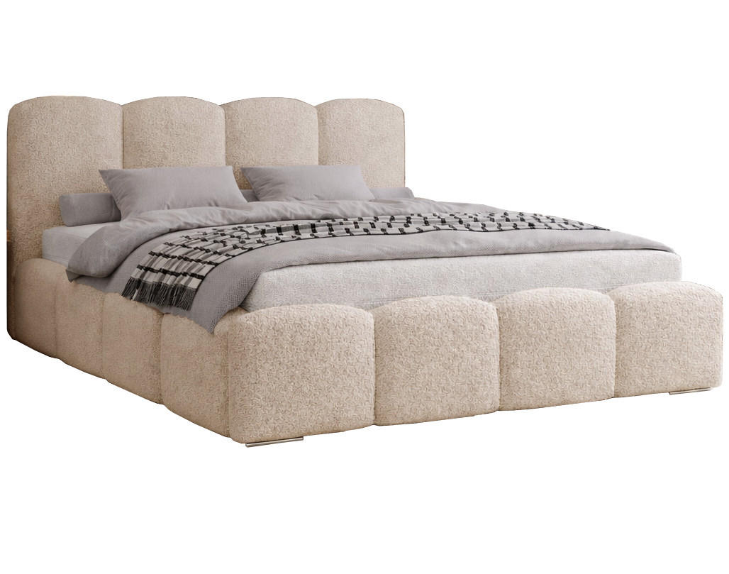 POLSTERBETT 200x200 cm Zenna Boucle mit Bettkasten, Lattenrost, Beige - Beige, Holz/Textil (200/200cm) - Emporius
