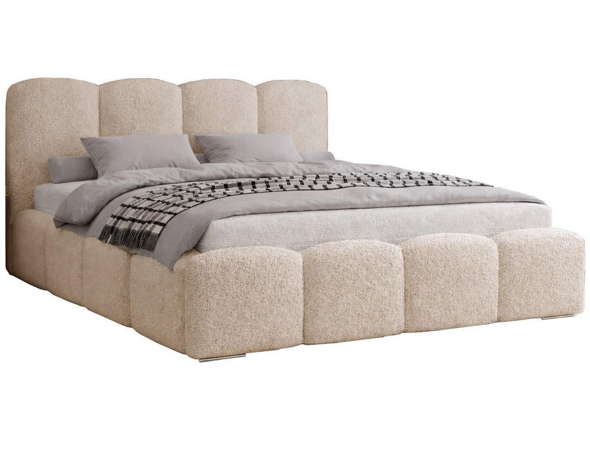 POLSTERBETT 200x200 cm Zenna Boucle mit Bettkasten, Lattenrost, Beige - Beige, Holz/Textil (200/200cm) - Emporius