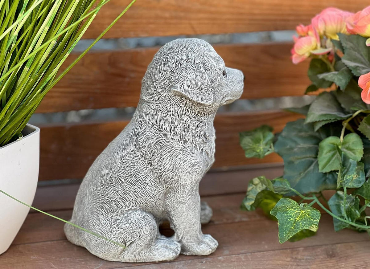 STEINFIGUR Retriever Welpe frostfest Steinguss - Grau, Stein (10/21/17cm) - stoneandstyle