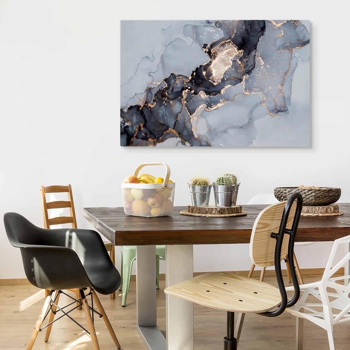 LEINWANDBILD Marmor ABSTRAKTION Moderne Muster Glamour 100/70 cm - Beige/Schwarz, Textil (100/70cm) - Muralo