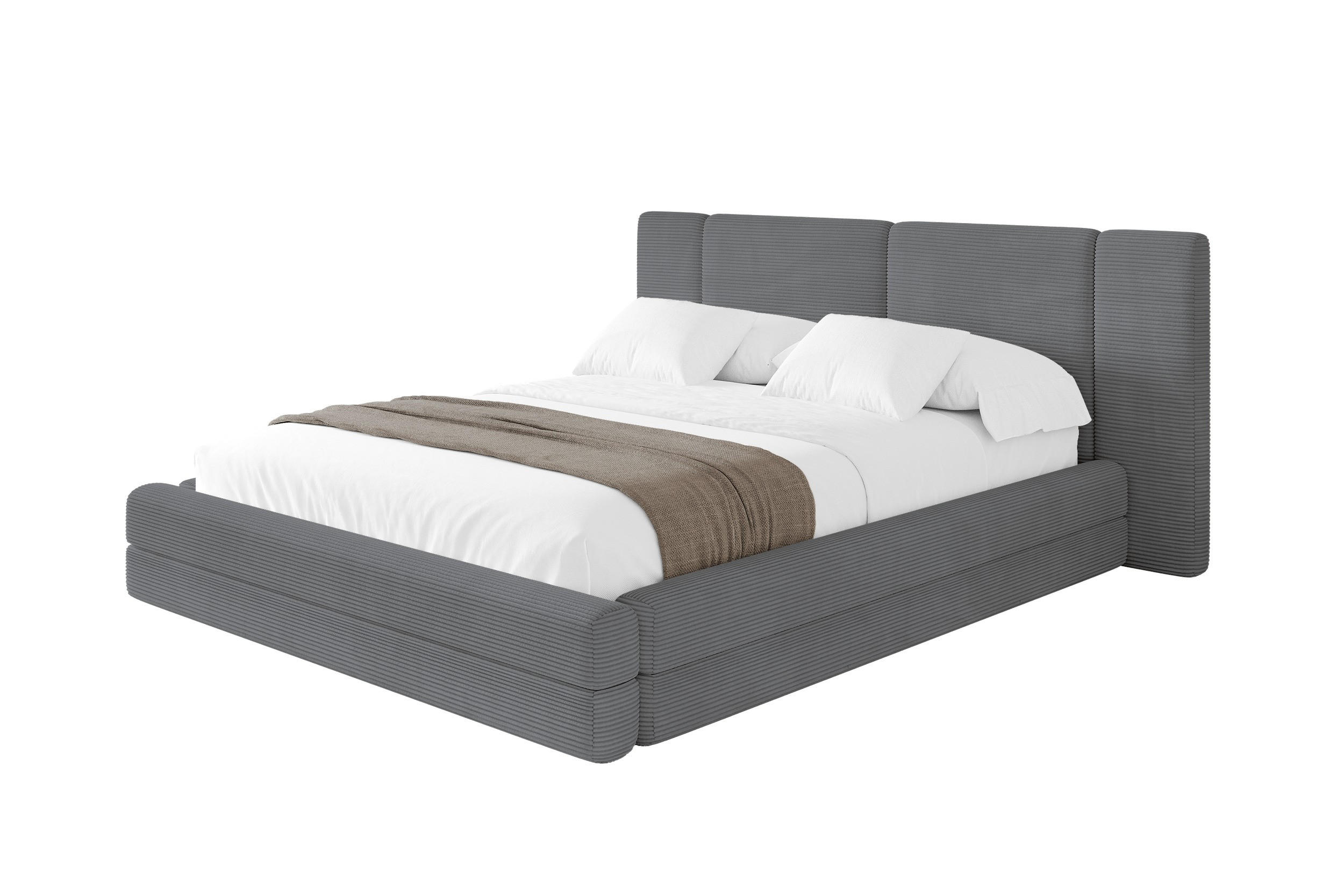 POLSTERBETT mit Bettkasten und Lattenrost, Bett mit Matratze H3/H4 - TEVO 140x200 Dunkelgrau - Graphitfarben, Holzwerkstoff/Textil (140/200cm) - ALTDECOR