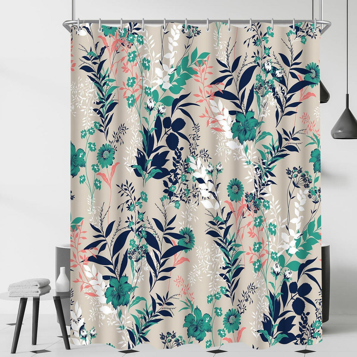 DUSCHVORHANG Blaue Grasblume 180 x 200 cm - Multicolor, Textil (180/200cm)