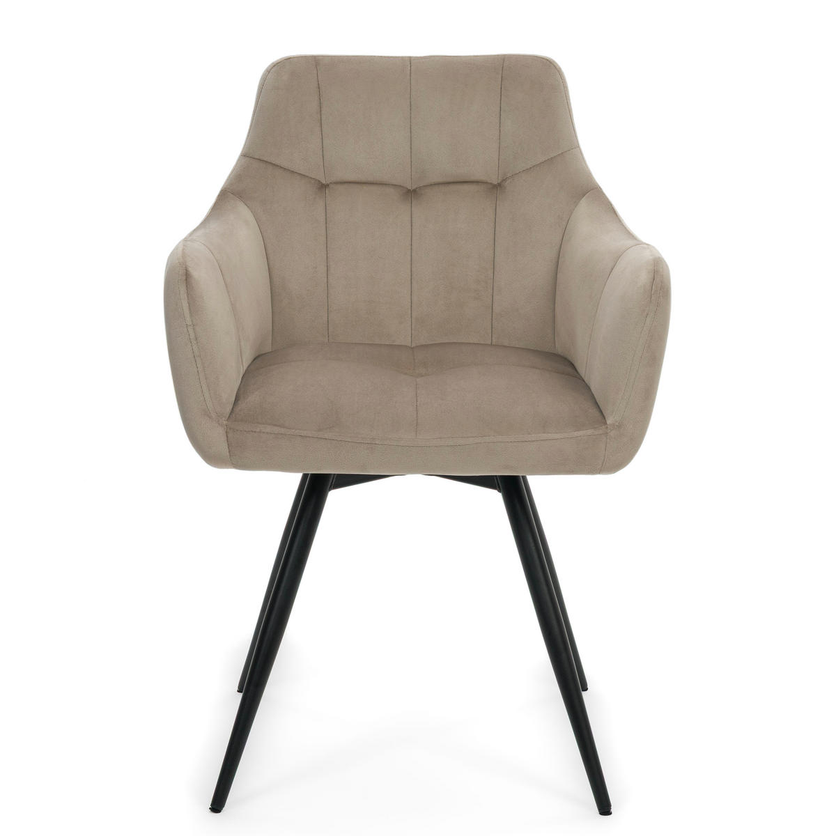 STUHL FANO drehbar gepolsterter mit Steppung - dunkelbeige - Velour - Hellbraun/Beige, Textil/Metall (58/83/59cm) - NEW HOME