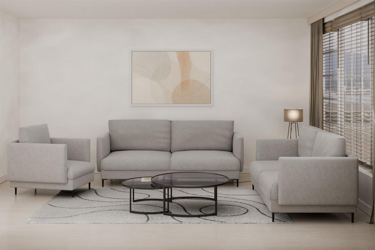 SOFA Helmer 3-sitzer In Stoff Vibe - Grau, Holzwerkstoff/Textil (226/95/95cm) - Fun Möbel