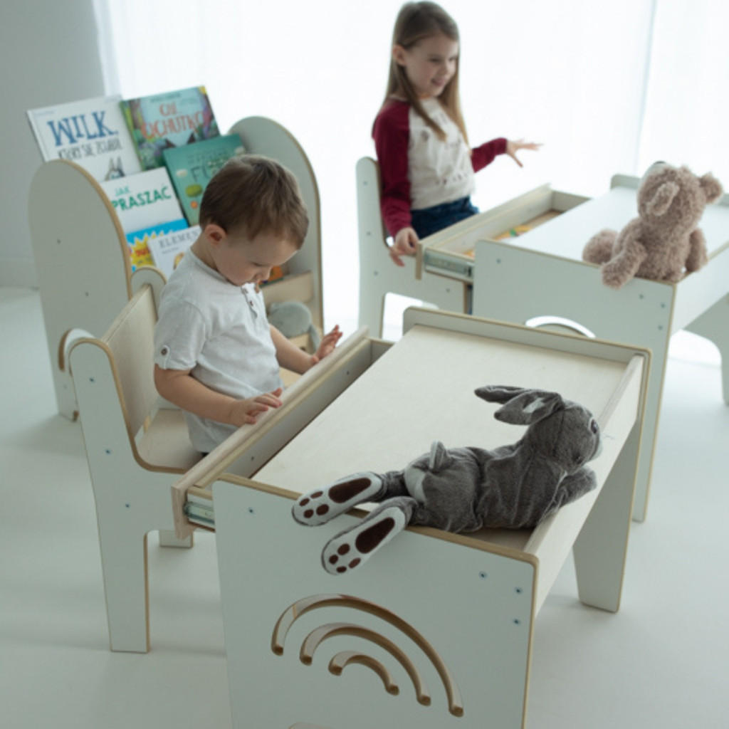 SCHREIBTISCH Montessori 45/52/66 - Weiß, Holzwerkstoff (45/52/66cm) - RAUMHIRSCH FURNITURE