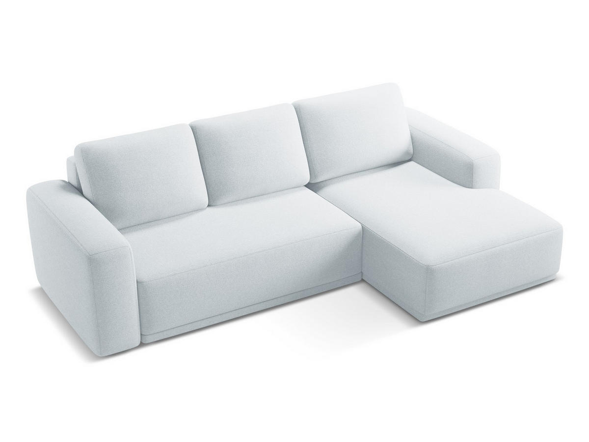 ECKSOFA mit Schlaffunktion Chenille Stoff Blau - Blau/Schwarz, Kunststoff/Textil (258/160cm) - Makamii