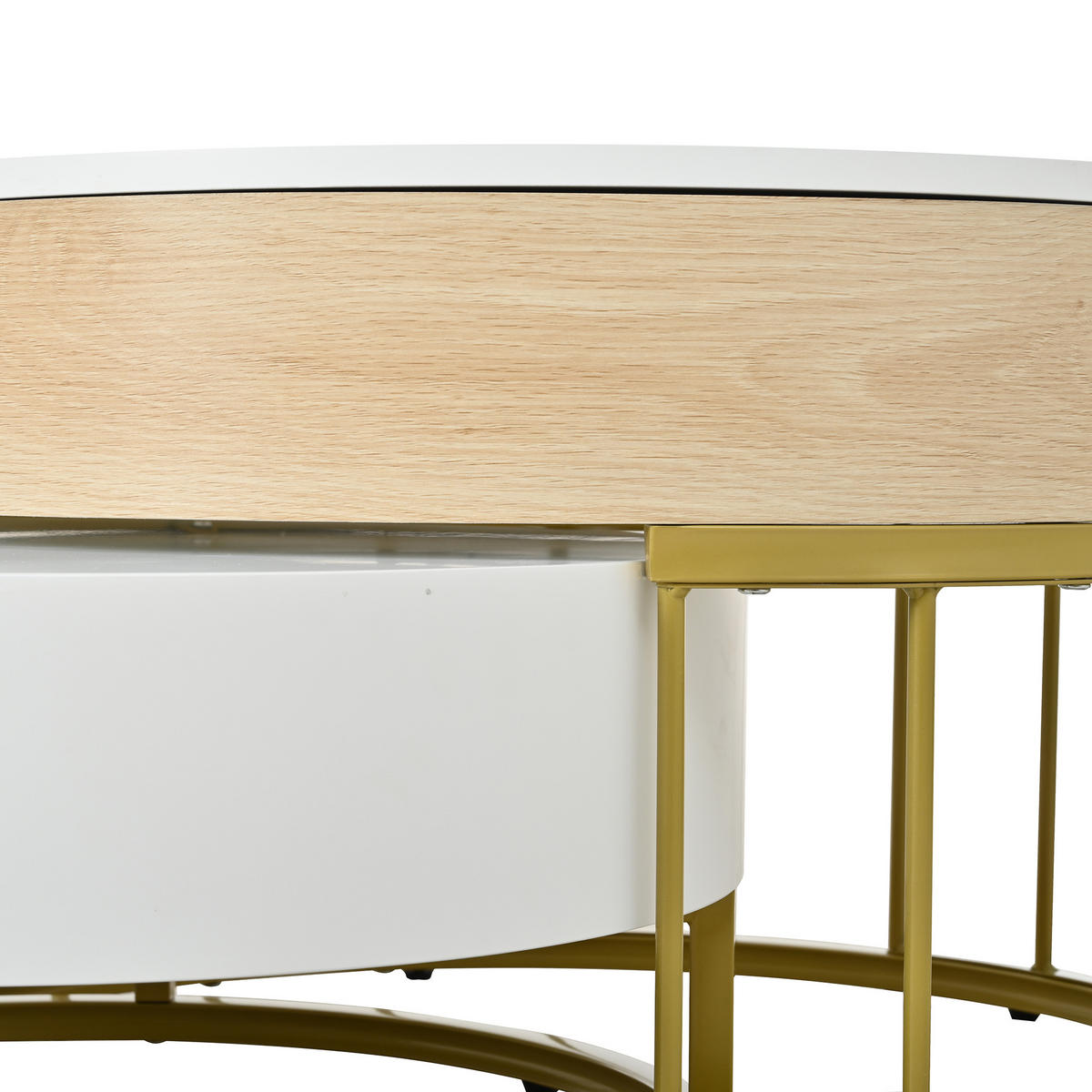 COUCHTISCH Set 2-tlg Gold Hochklappbar 2 Schubladen Satztisch Kombination - Weiß, Holz (78.5/78/22cm) - FLIEKS