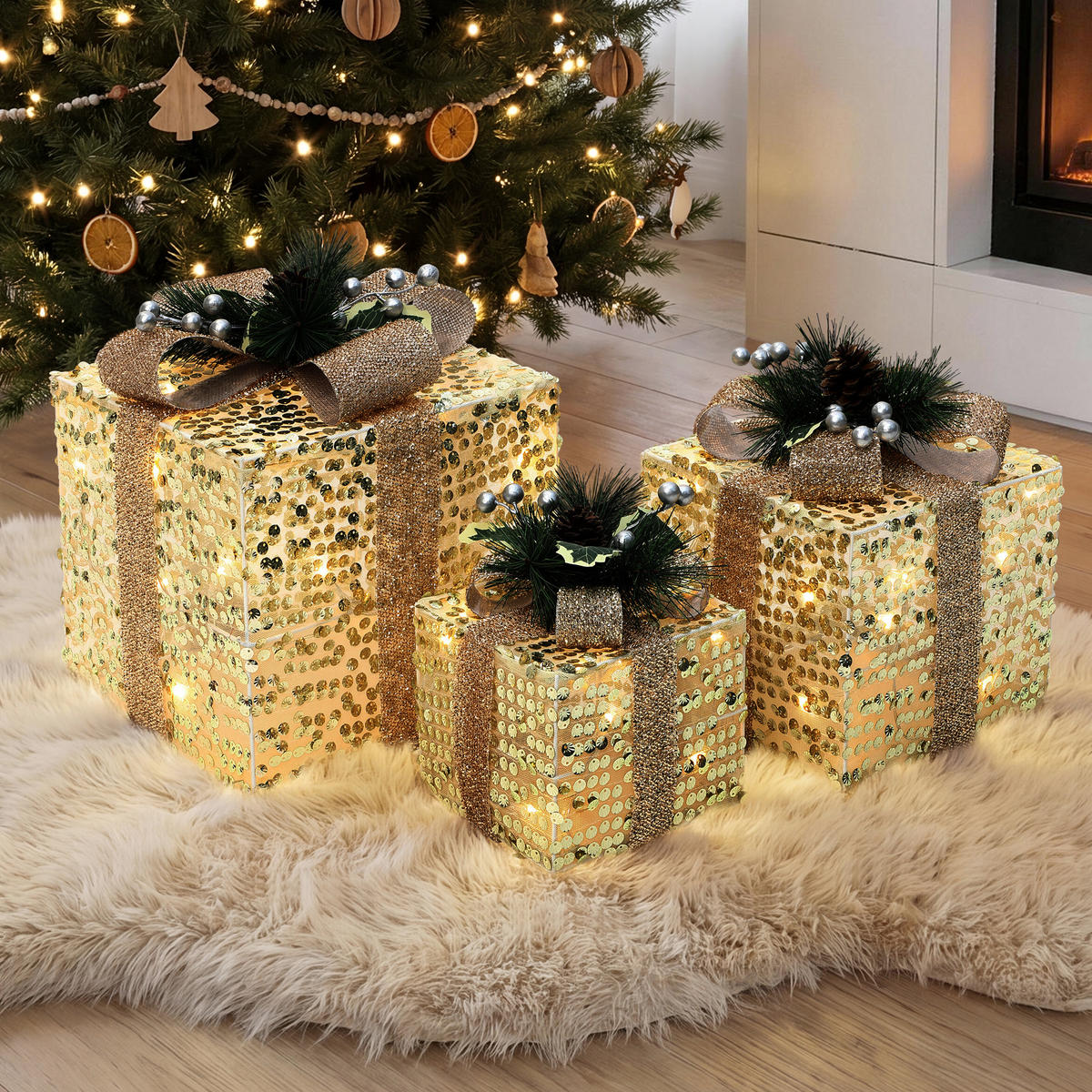 GESCHENKBOX HTHD0254 - Goldfarben, Kunststoff/Metall (25/29/25cm) - Hometopia