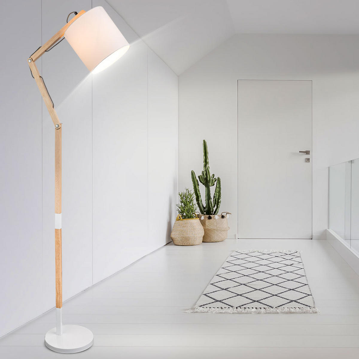 LED STEHLEUCHTE Mattis Braun Holz - Braun, Holz (75/25/172cm) - Globo Lighting