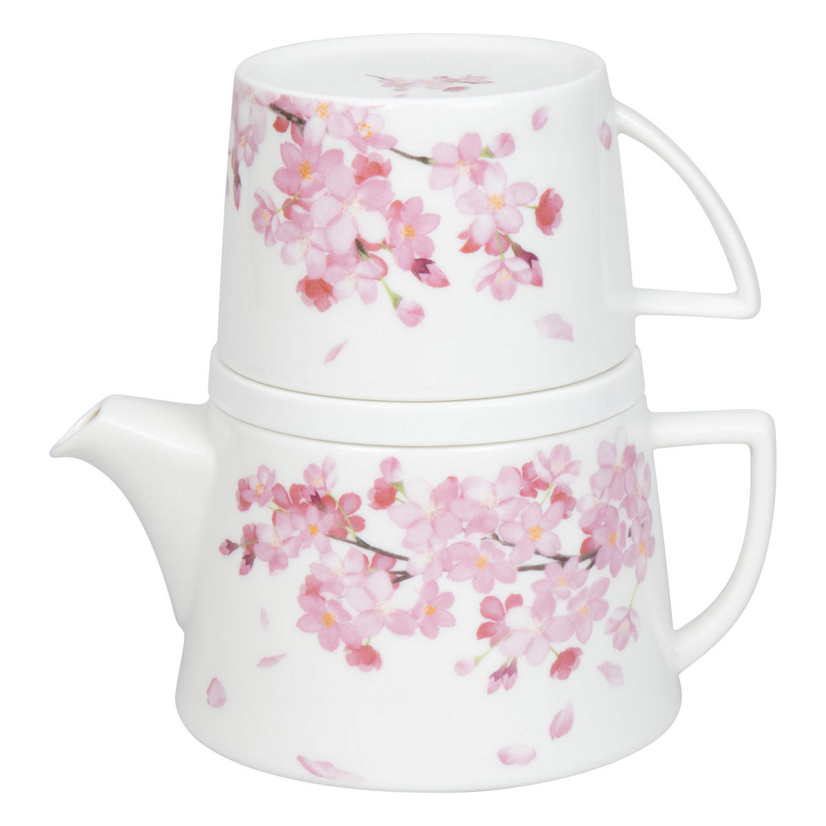 TEE-SET Tea for me - Kirschblüten - Naturfarben, Keramik (17.8/16.2/12.6cm) - Könitz
