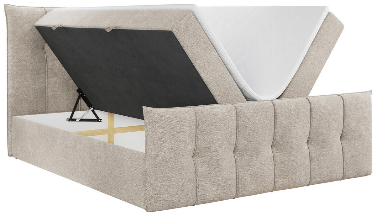 BOXBETT PREMIUM 11 200/200 Beige Struktur - H4 - Beige, Holz/Textil (200/200cm) - MKS