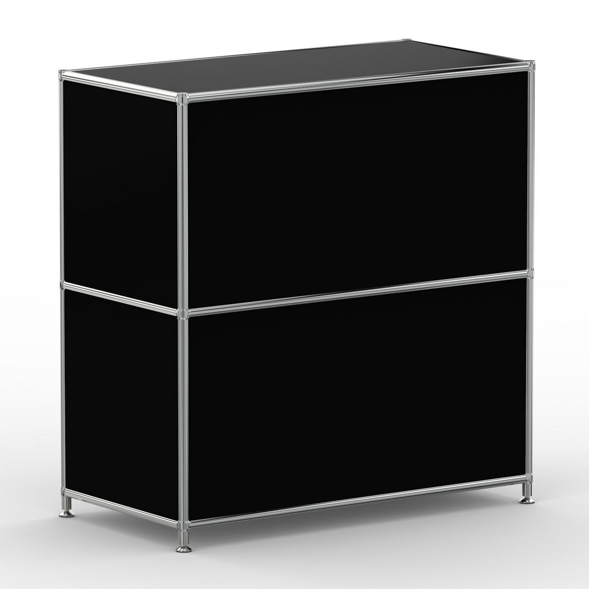 AKTENSCHRANK Büro, 2 offene Fächer, Breite 77 cm, Graphitschwarz - Chromfarben/Schwarz, Metall (40/80.5/77.2cm) - Versee