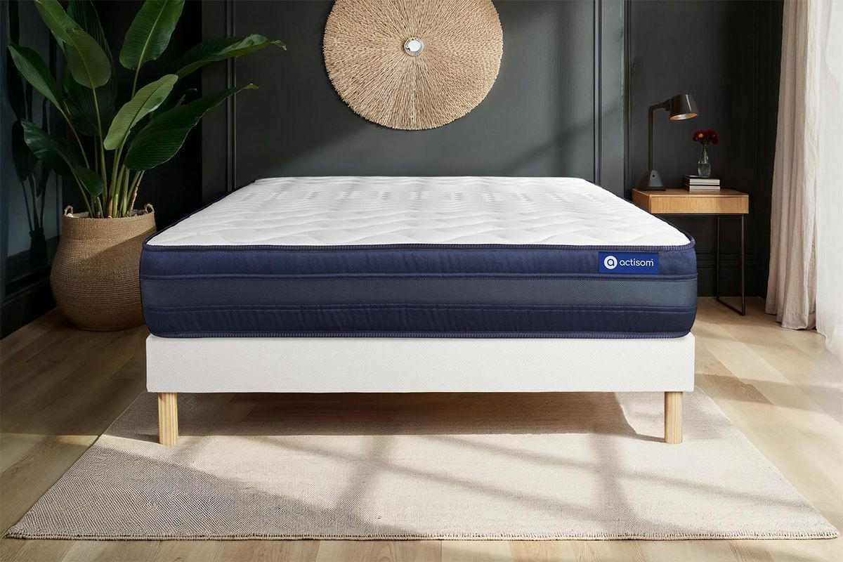 BETT Actimemo tech Memory-Schaum 180 x 220 cm h4 - Kit Bettgestell Weiß - Beige/Weiß, Karton/Holz (180/220cm) - ACTISOM
