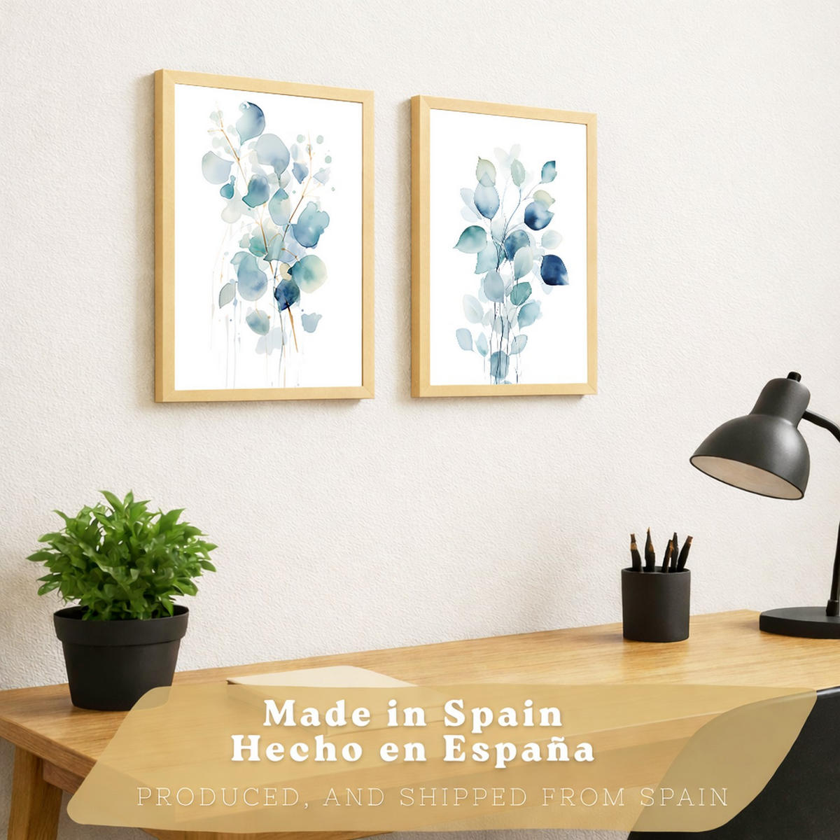 PLAKAT Sada 2 Akvarelový květ A3 Lehký dřevěný rám - béžová, papír (29.7/1/42cm) - Nacnic