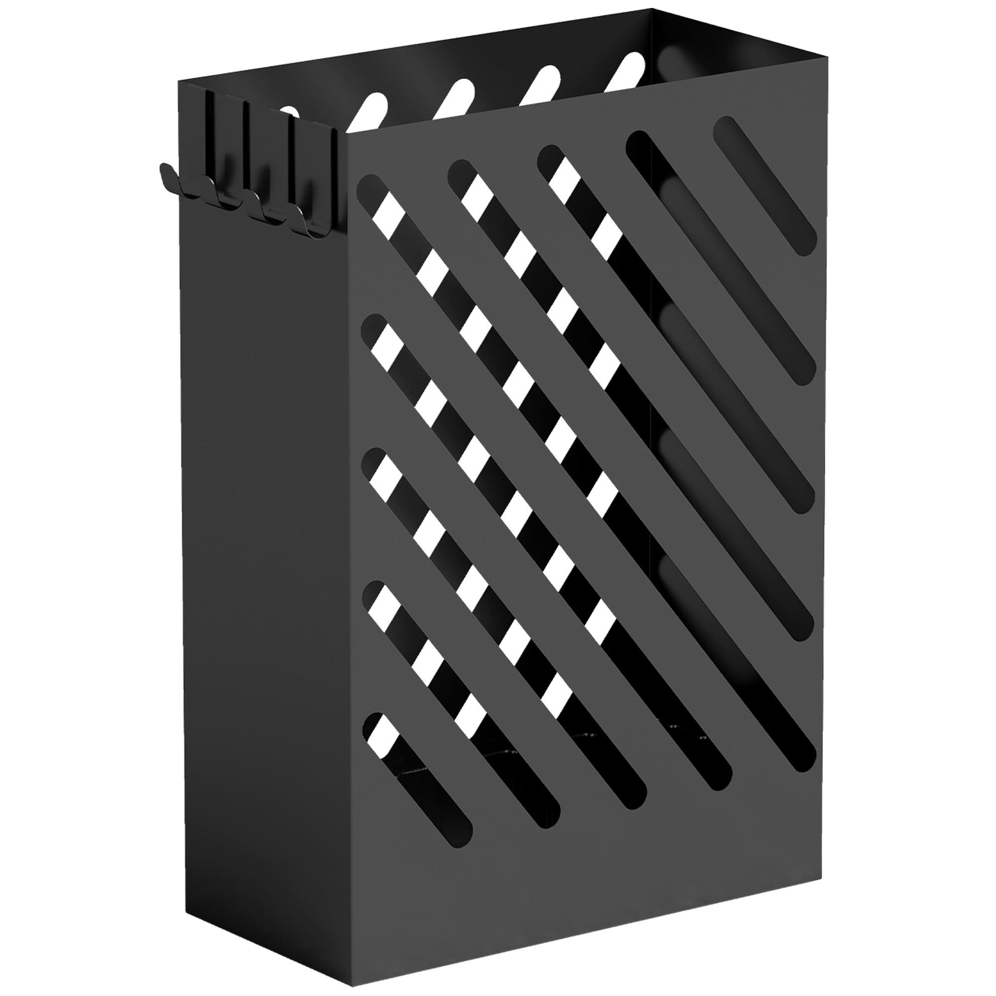 SCHIRMHALTER Stahl Schwarz - Schwarz, Metall (14/41/28cm) - HOMCOM