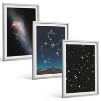 BILDER SET 3er Set - 40x60 cm Silberner Rahmen - Galaxien, Sternbilder, Weltraum, Schütze - Silberfarben, Kunststoff (40/60cm) - TULUP