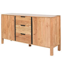 MASSIVES SIDEBOARD - Akazie - Schwarz/Akaziefarben, Holz/Metall (150/80/40cm) - home24
