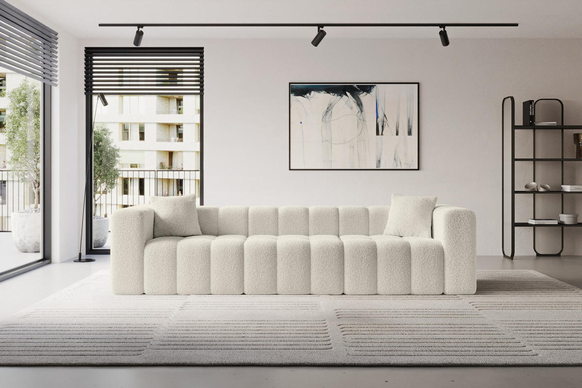POHOVKA 3-MÍSTNÁ DONY-3 315x90x71 cm Béžová Buklé - černá/písková barva, kompozitní dřevo/textil (315/71/90cm) - ALTDECOR