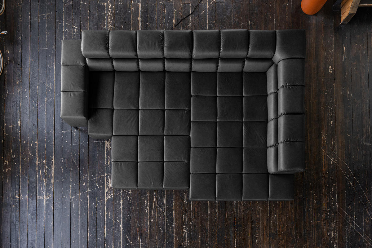 ECKSOFA NELSON Schwarz Leder Relaxfunktion - Schwarz, Leder/Metall (321/216cm) - KAWOLA