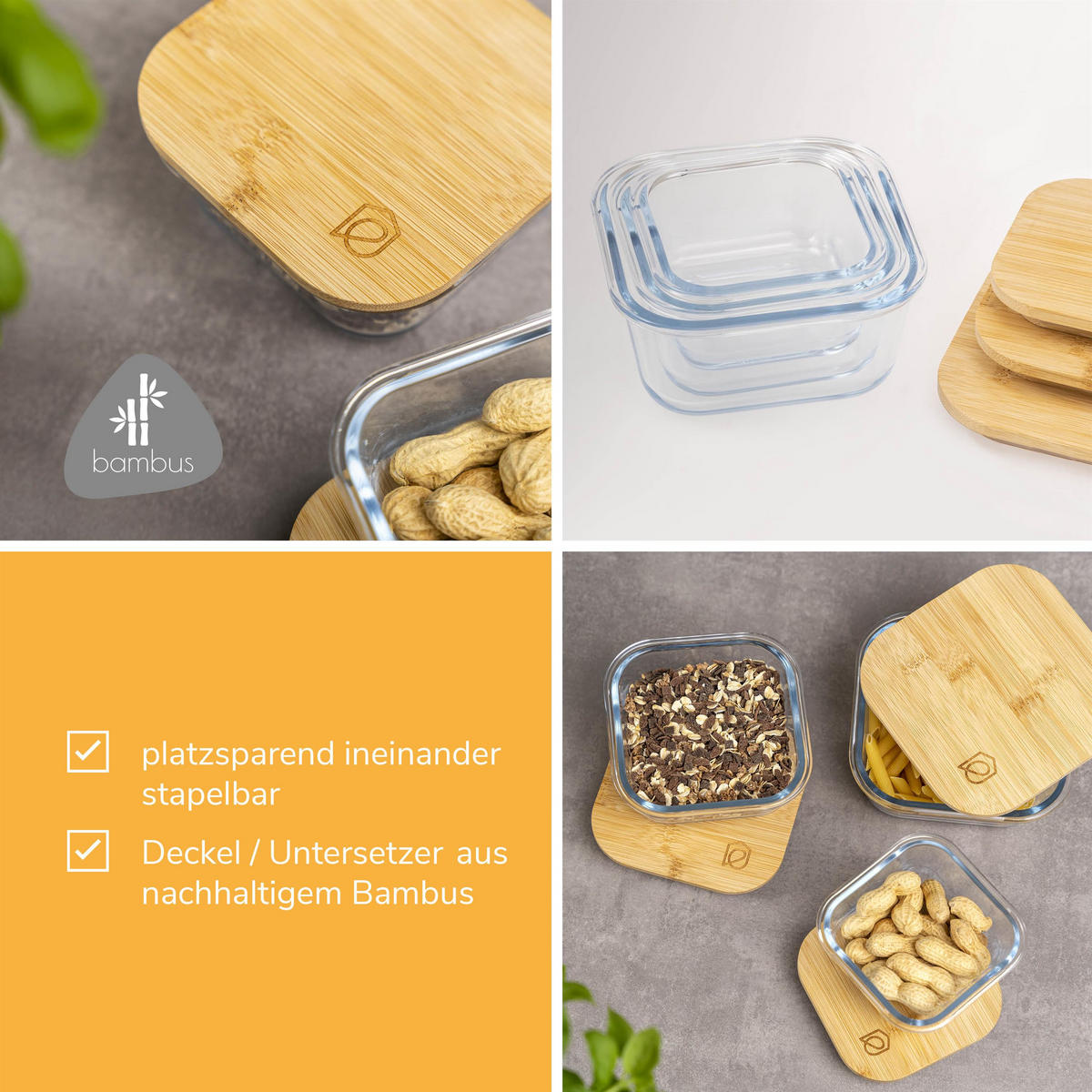 AUFBEWAHRUNGSDOSEN 3er-Set, weiß - Transparent, Glas (11/4/11cm) - eluno