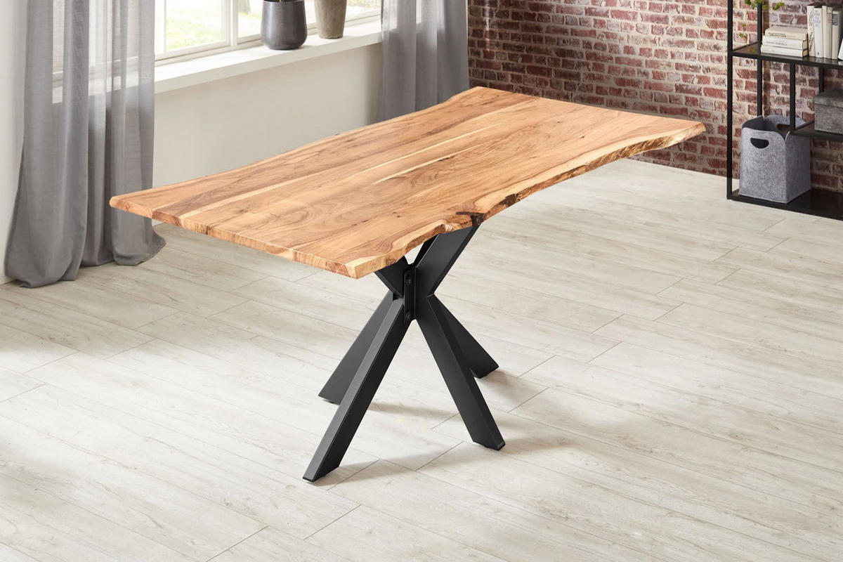 ESSTISCH HELENE - Beige/Schwarz, Holz/Metall (90/180/77cm) - SAM