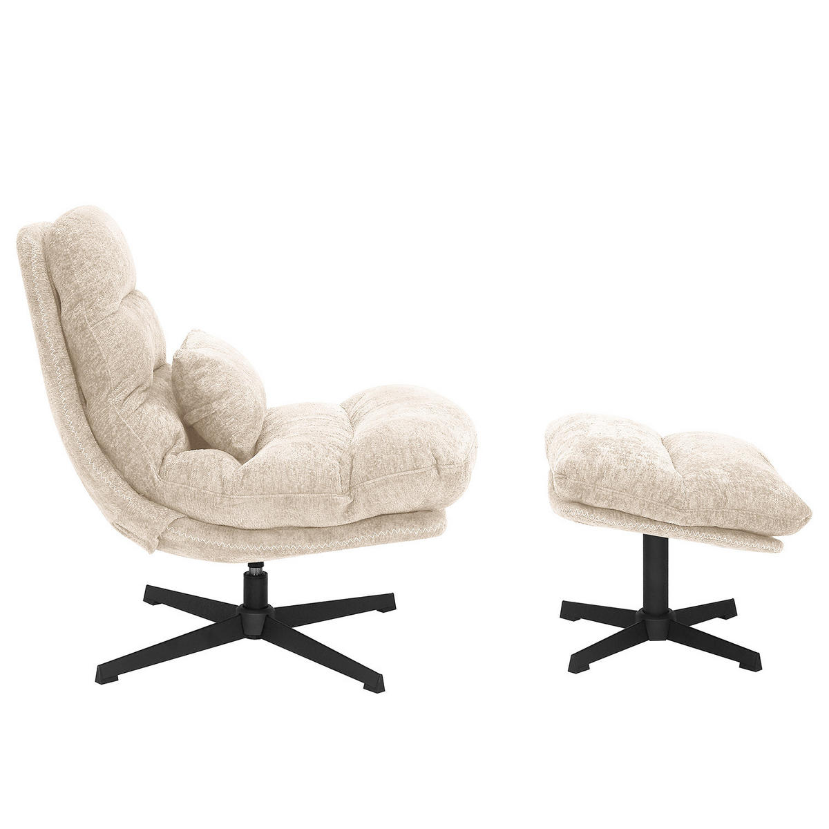 RELAXSESSEL - Chenille - Beige/Schwarz, Textil/Metall (84/88/94cm) - home24