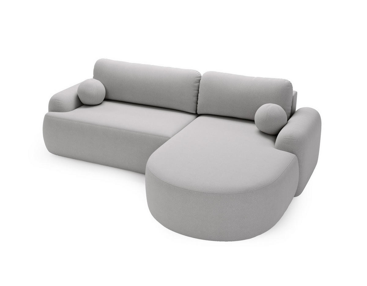 ECKSOFA DION HELLGRAU L - Rechts - Hellgrau, Textil (261/177cm) - Luxkor24