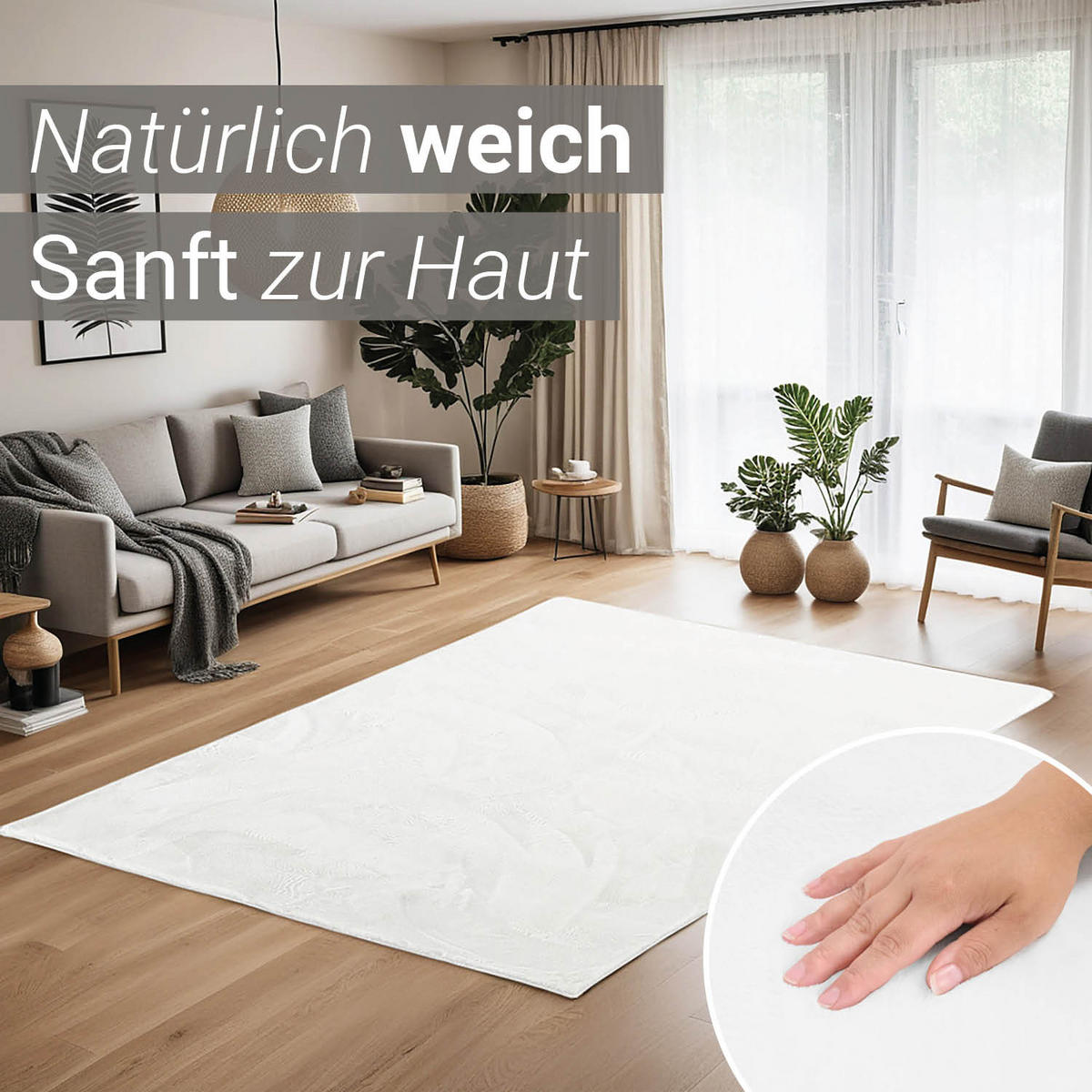 TEPPICH in Weiß 120/180 cm waschbar - Weiß, Textil (120/180cm) - Homestyle4u