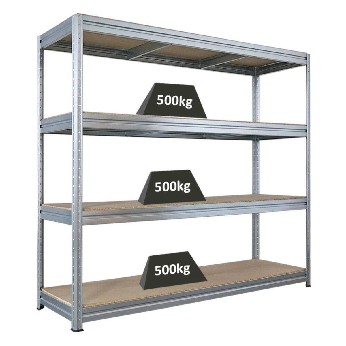 SCHWERLASTREGAL Dino 180x200x60cm Spanplatten-Ebenen Verzinkt - Silberfarben, Metall (200/180/60cm) - PROREGAL