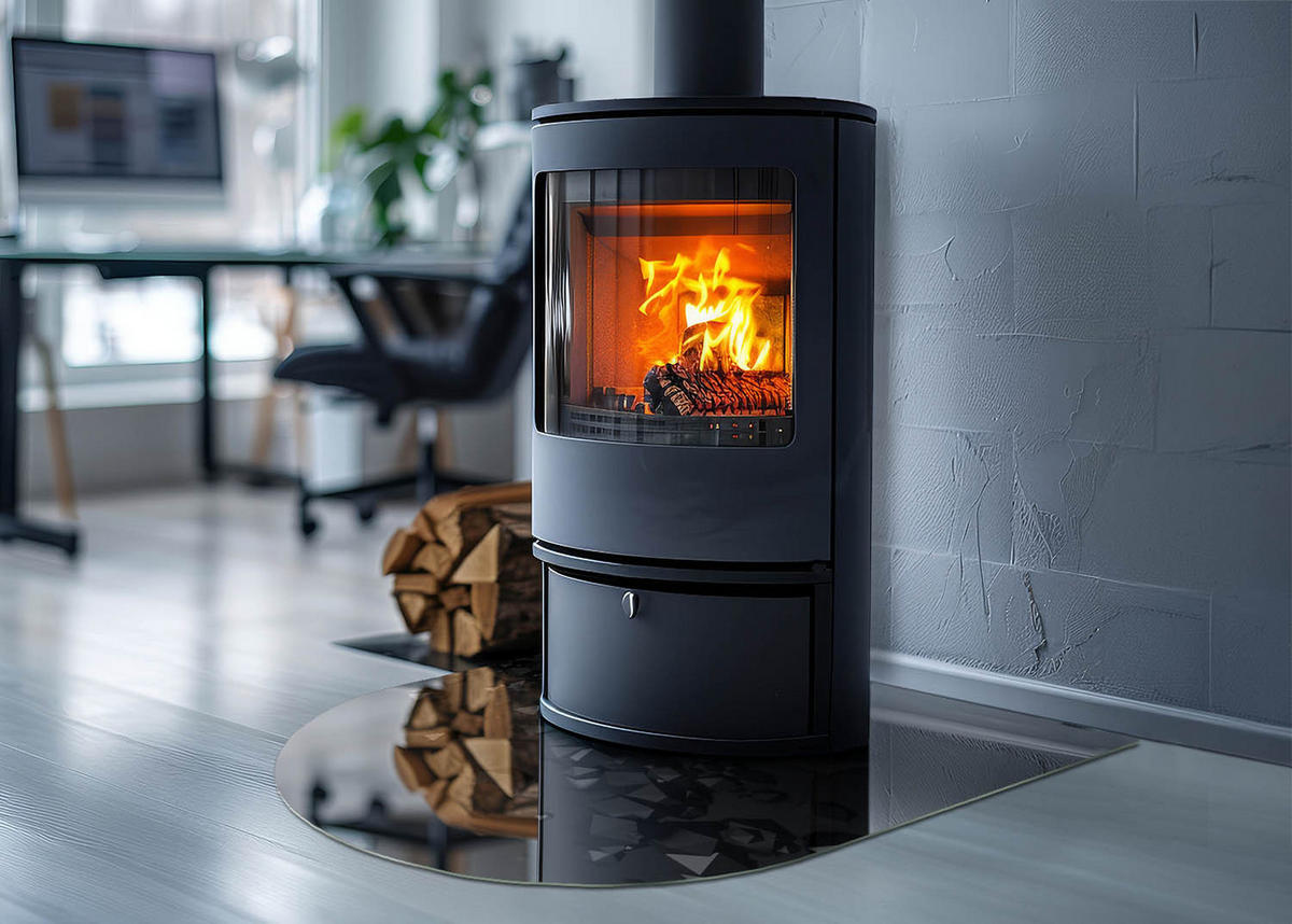 GLASPLATTE für Kamin 80x70 cm Schwarz - Schwarz, Glas (80/70/0.4cm) - ArtPrintCave