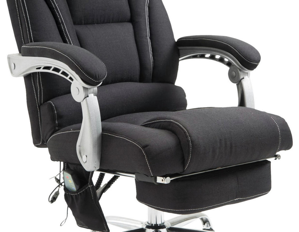 BÜROSTUHL Pacira, Stoff mit Massagefunktion Schwarz - Schwarz, Textil/Metall (68/127/64cm) - TPFLiving