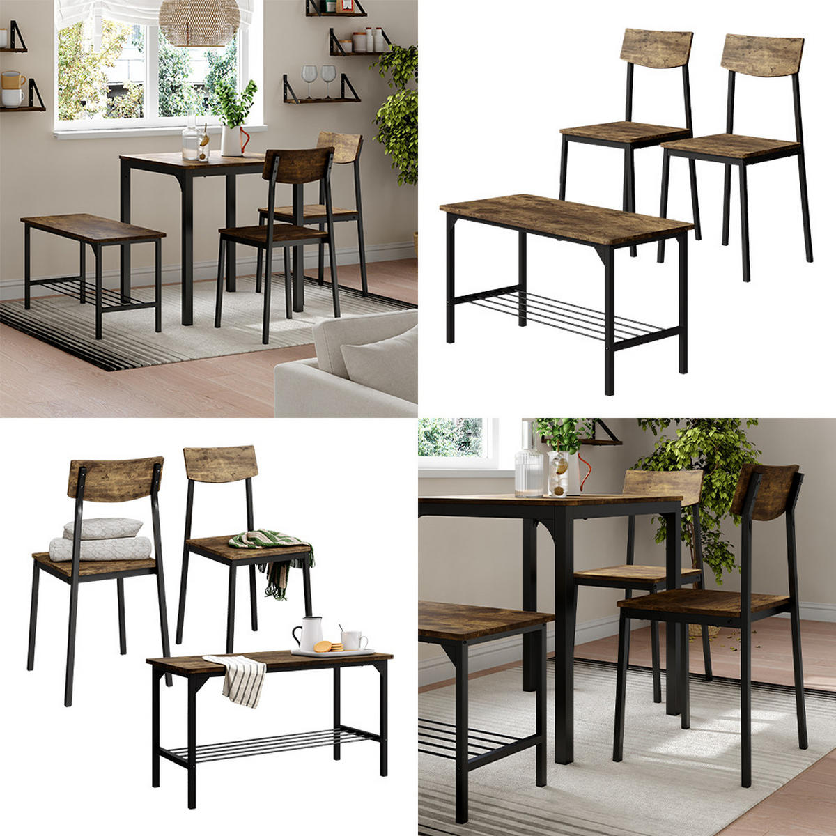 LAVICE A ŽIDLE Fyrk Černá/dubová rustikální - divoký dub/černá, kompozitní dřevo (85/46/36cm) - Vicco