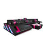 WOHNLANDSCHAFT Apollonia C - Pink/Schwarz, Leder (420/78/190cm) - Sofa Dreams