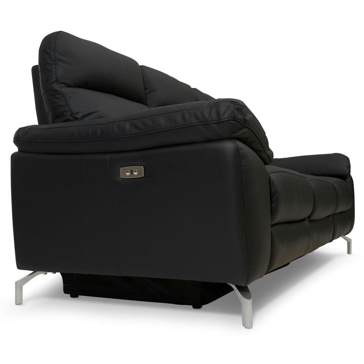 DREISITZER-SOFA Echtleder Schwarz - Schwarz, Leder/Metall (222/101/96cm) - Furnhouse