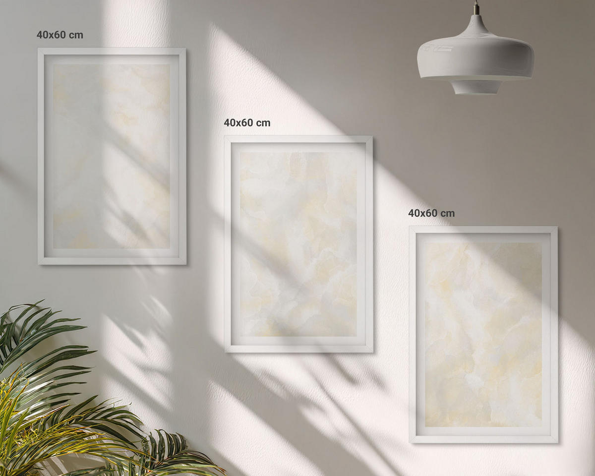 BILDER SET 3er Set - 40x60 cm Weißer Rahmen - Helles Strukturfarbendesign - Weiß, Kunststoff (40/60cm) - TULUP