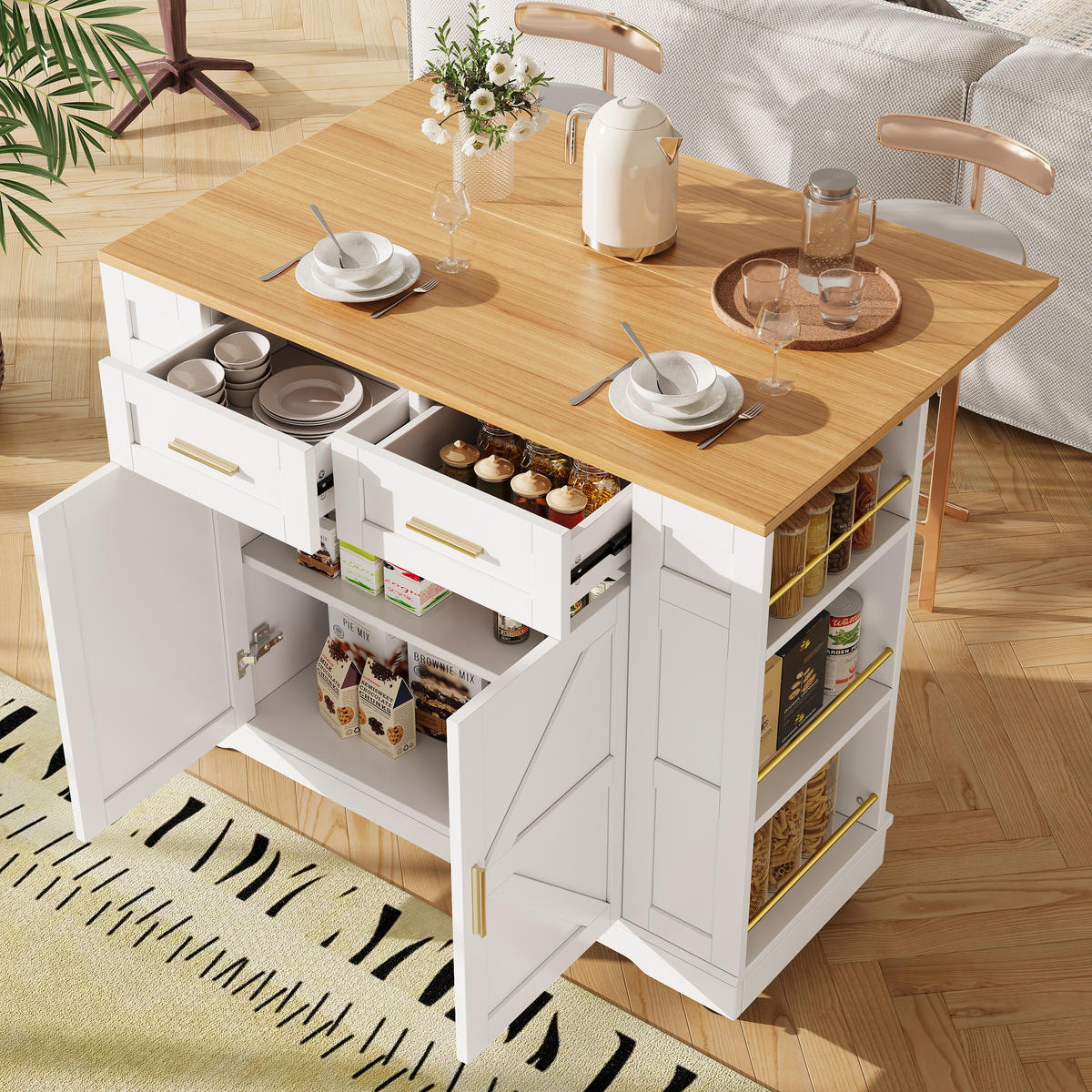 KÜCHENINSEL Weiß 120/65/90 cm - Weiß, Holzwerkstoff (65/90/120cm) - Urban Meuble