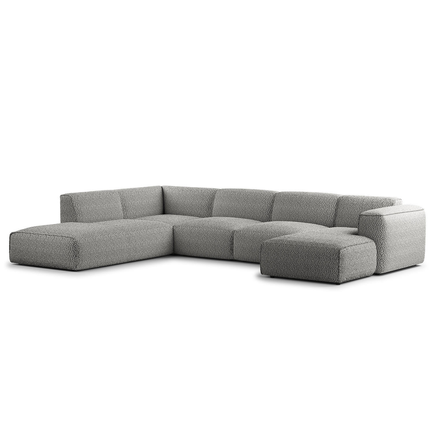 WOHNLANDSCHAFT mit Longchair - Schwarz/Grau, Kunststoff/Textil (325/71/235cm) - home24