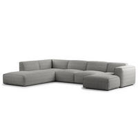 WOHNLANDSCHAFT mit Longchair - Schwarz/Grau, Kunststoff/Textil (325/71/235cm) - home24