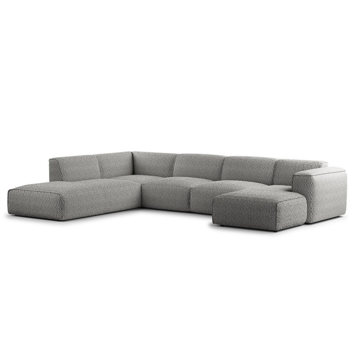 WOHNLANDSCHAFT mit Longchair - Schwarz/Grau, Kunststoff/Textil (325/71/235cm) - home24