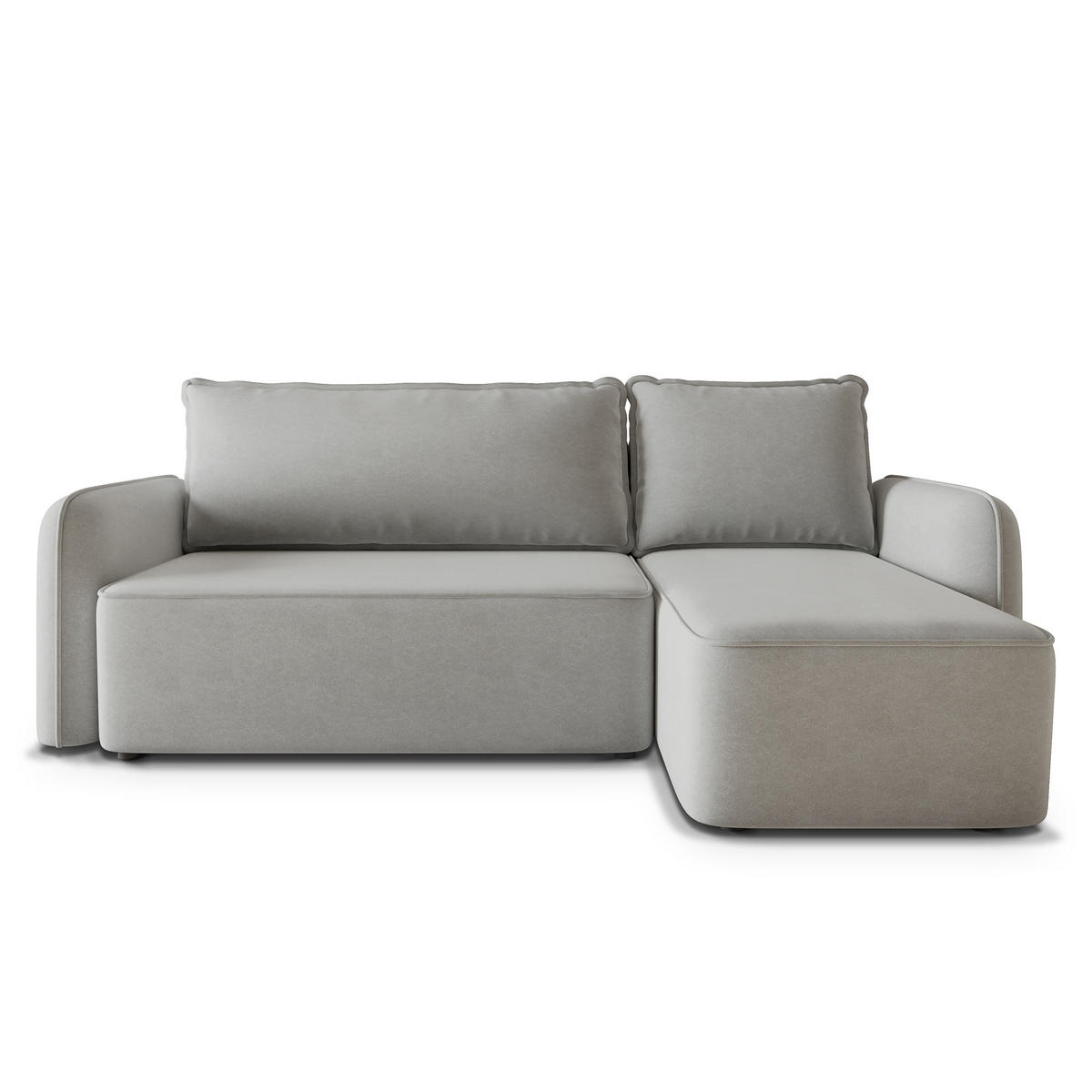 ECKSOFA DOLVER CL Hellgrau Samtstoff mit Schlaffunktion - Hellgrau, Holzwerkstoff/Textil (238/156cm) - MASSENO