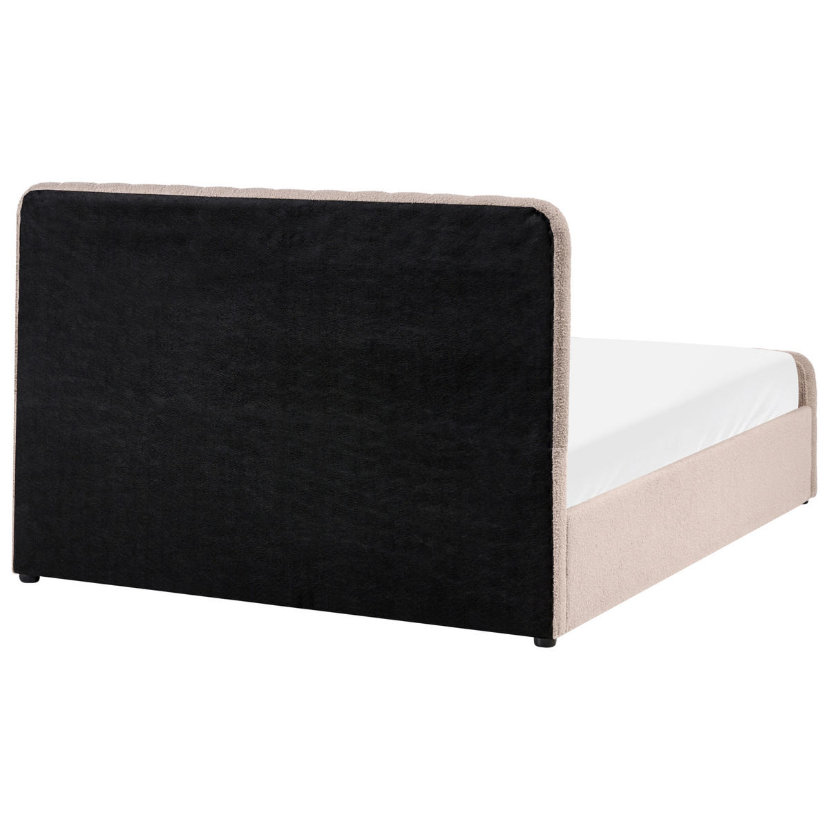BETT mit Stauraum 140/200 Bouclé Beige Lunan - Beige/Schwarz, Textil (140/200cm) - Beliani