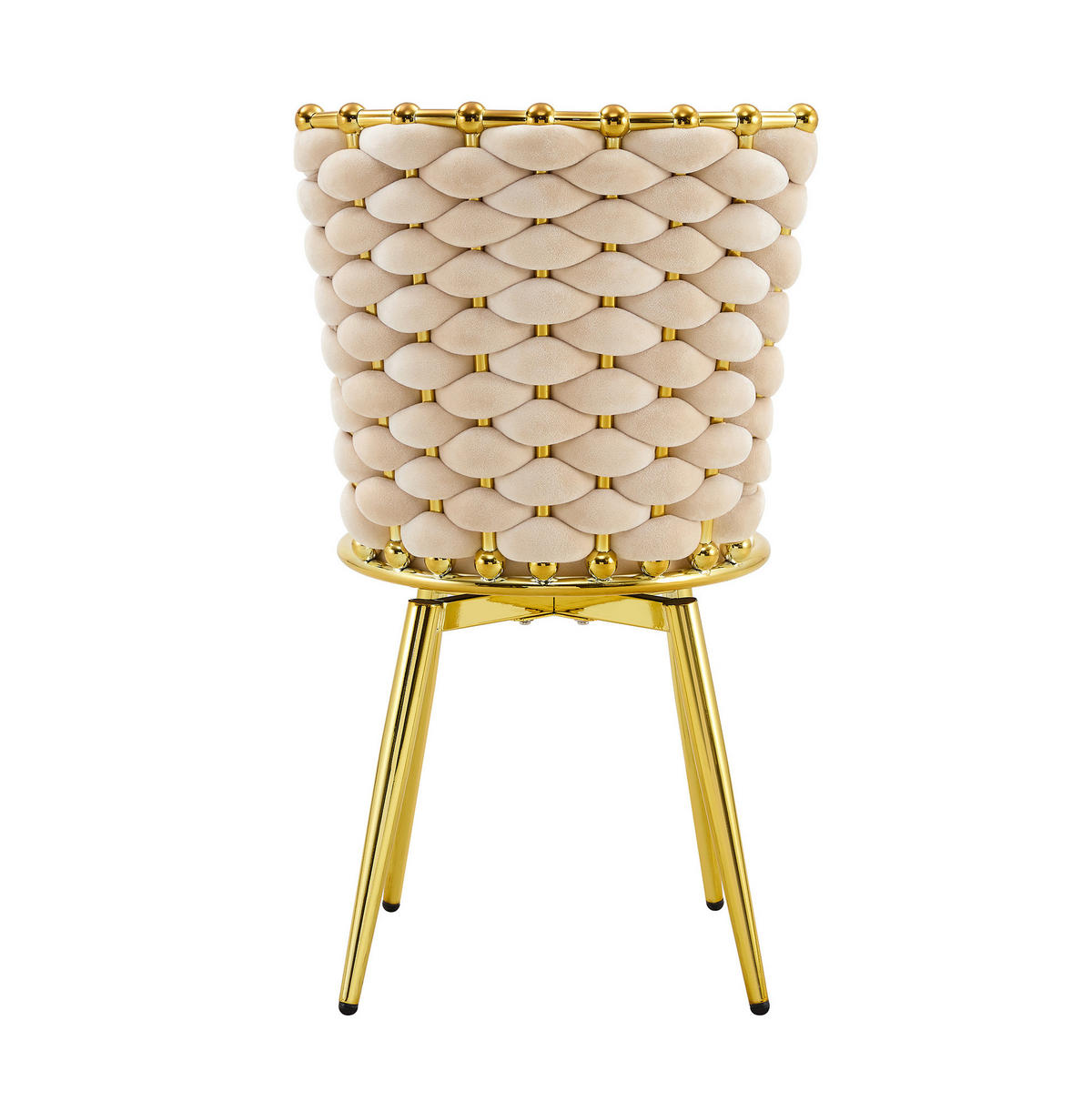 ESSZIMMERSTUHL 2er-Set Samt Beige mit goldfarbenen Metallbeinen - Beige, Metall (50.8/87.63/53.3cm) - Meubliv