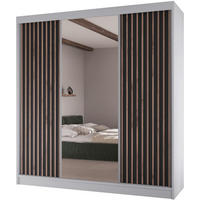 SCHWEBETÜRENSCHRANK Lico II 200/61/215 weiß+schwarz - Schwarz/Weiß, Holzwerkstoff (200/215/61cm) - Beautysofa