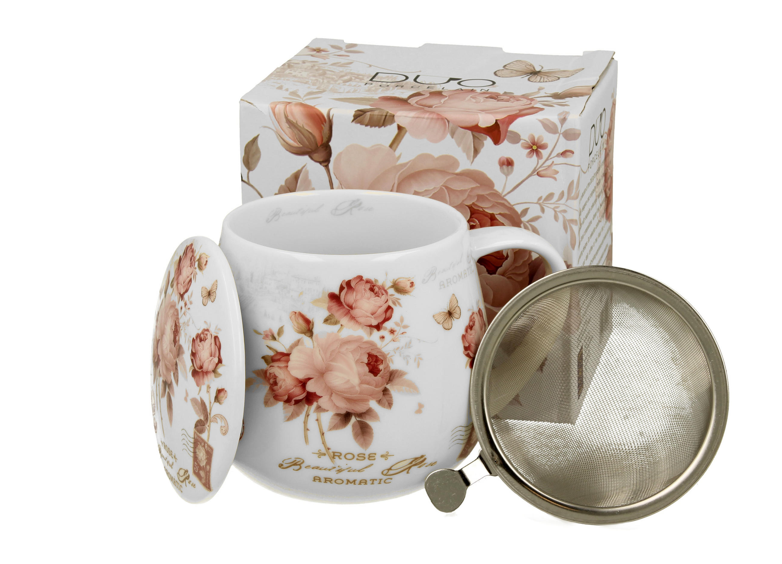 TEETASSE mit Sieb in Fassform SECESJA - Weiß, Keramik (0.43L) - DUO PORCELAIN